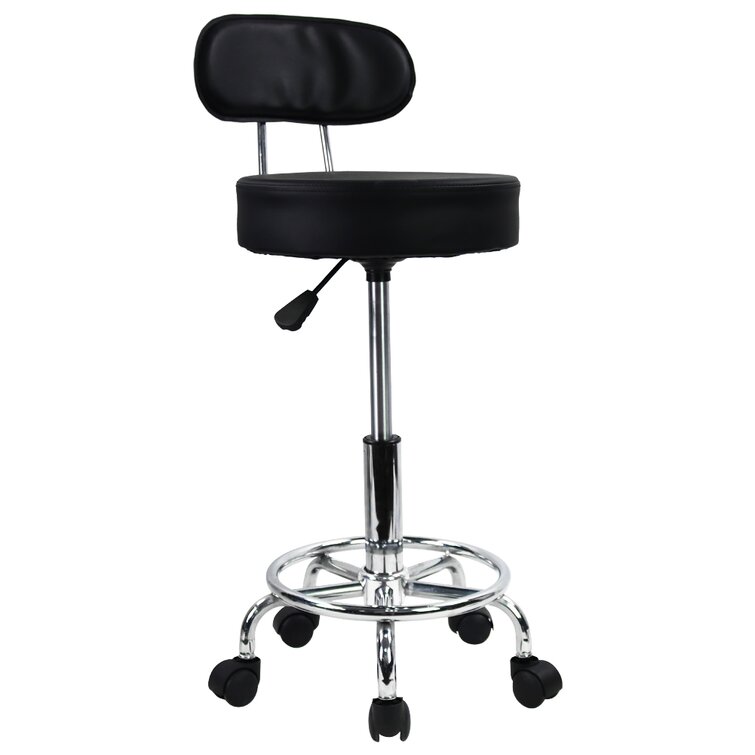 Backed Adjustable Height Ergonomic Lab Stool with Footring Wheels